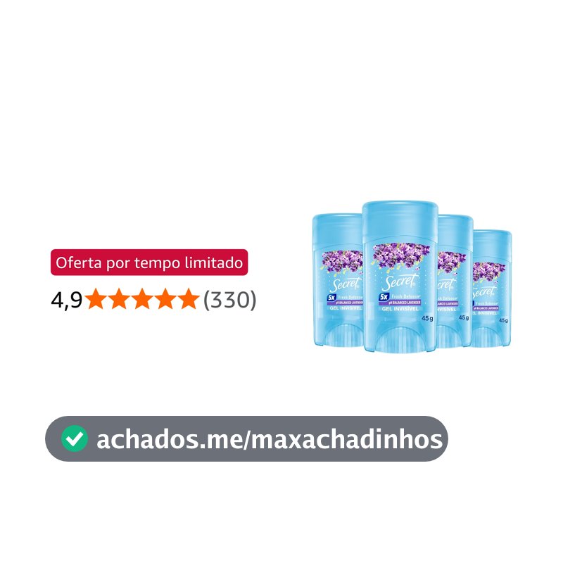 Secret Kit Desodorante em Gel Invisível Antitranspirante Lavanda com 4 Unidades 45g