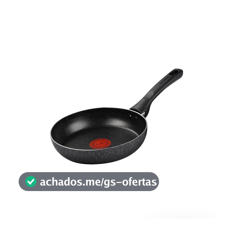 Frigideira Rochedo Stone Pro 20cm Preta com Efeito Pedra e Antiaderente Minerium, Alta Resistência e Durabilidade, Cabos Ergonômicos e Base Limpa Fácil