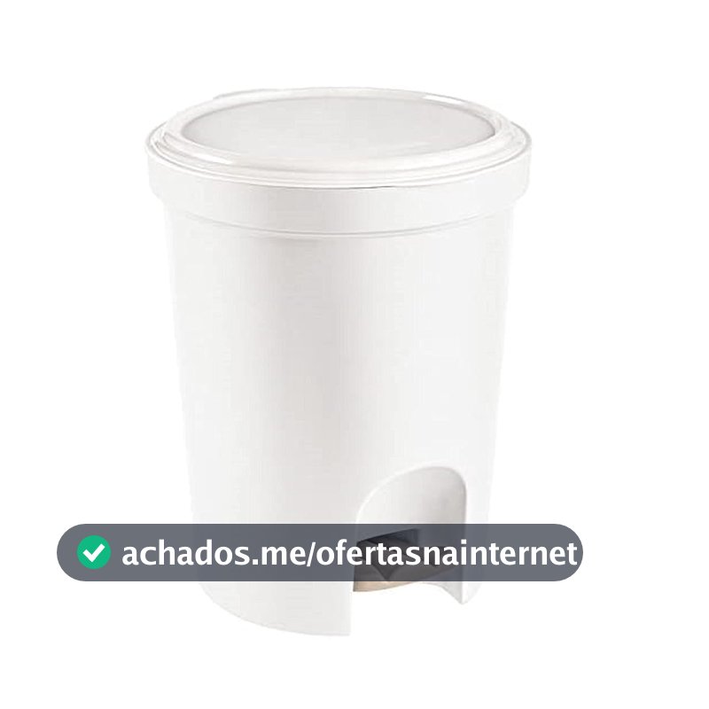 Sanremo - Lixeira Plástica Redonda de 13,5 Litros com Pedal, Linha Casablanca