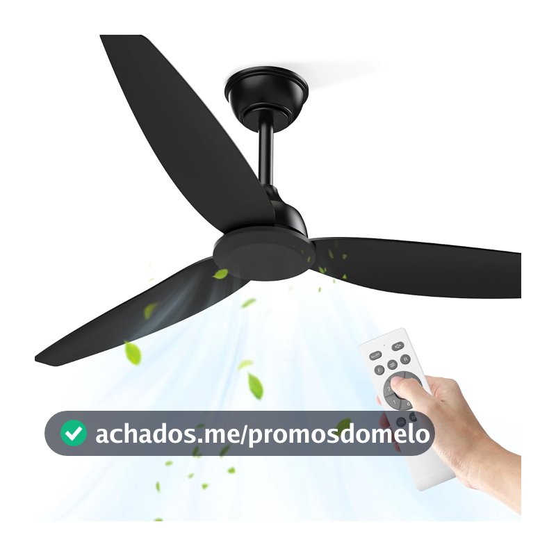 Airwit Ventilador de Teto 52" Sem Luz, 6 Velocidades, Controle Remoto