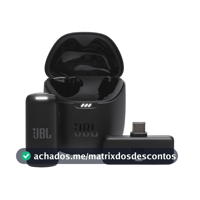 JBL, Microfone Sem Fio, Quantum Stream Wireless, Lapela, USB-C - Preto