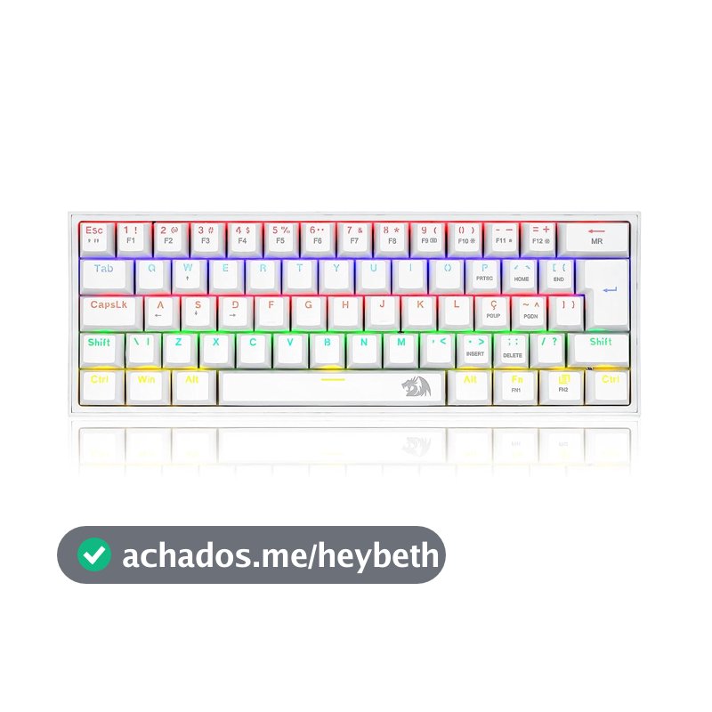 Redragon TECLADO MECANICO GAMER FIZZ RAINBOW BRANCO SWITCH MARROM
