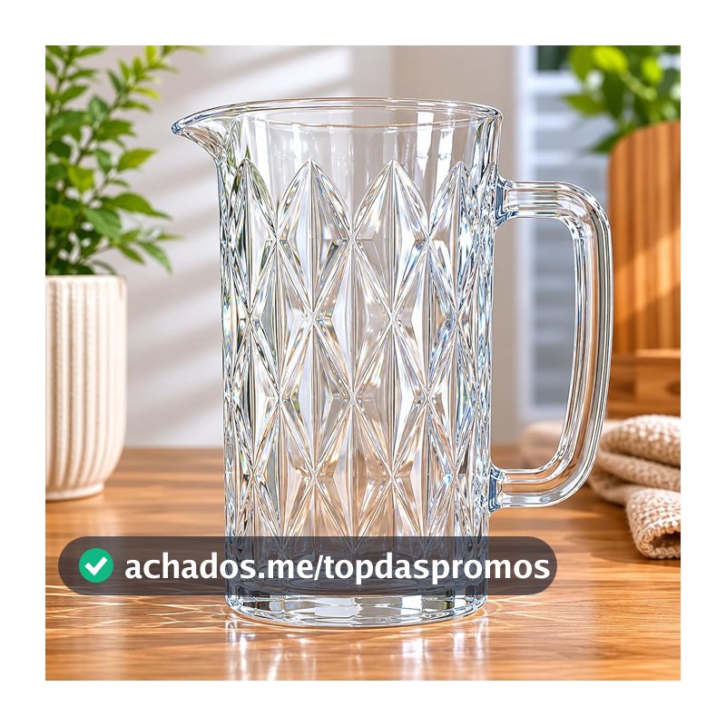 Jarra De Vidro Diamond Premium 1,2L Transparente Suco Água Refrigerante Elegante Resistente