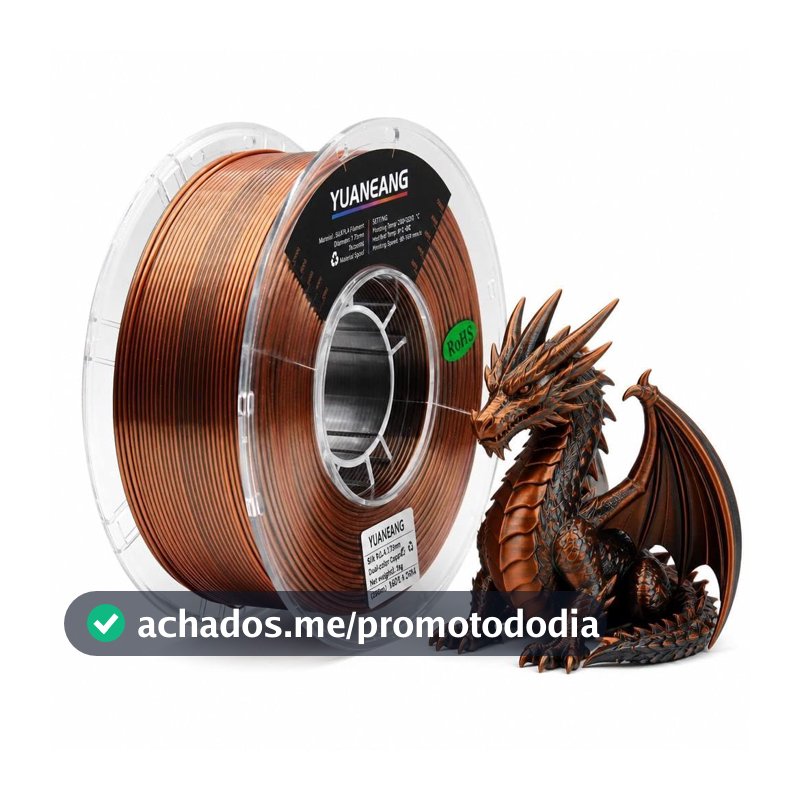 YUANEANG Filamento PLA de cor dupla de seda 1,75 mm, precisão de ± 0,03 mm, carretel de 1 kg (1 kg), PLA gradiente de vários tons suave, cobre preto de seda