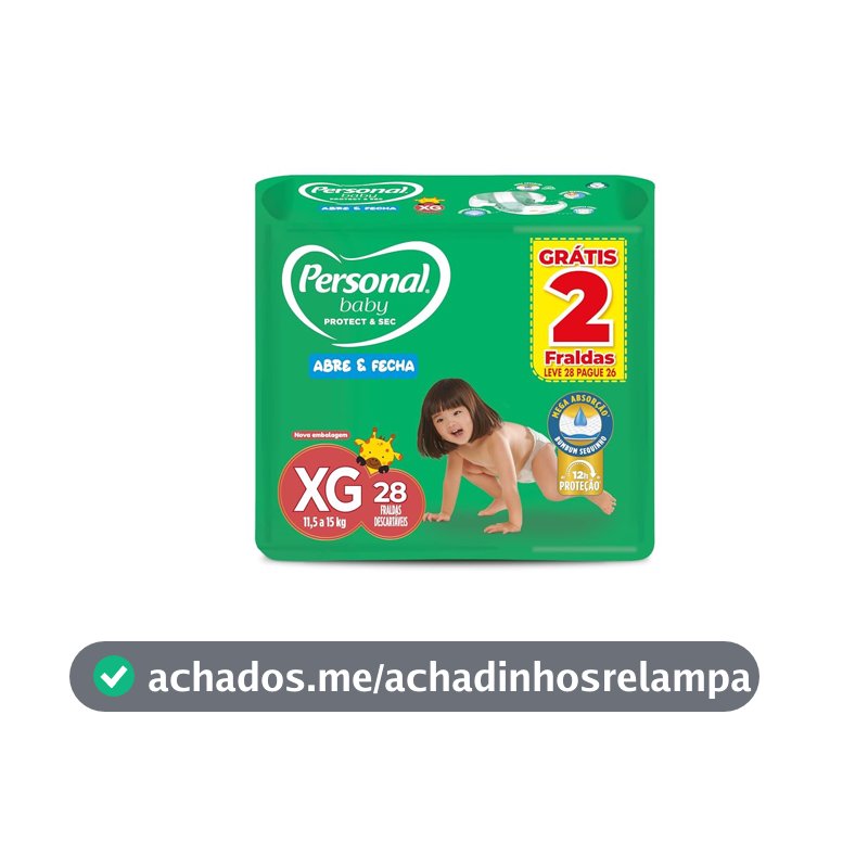 Fralda Personal Baby Protect e Sec XG Mega 9x28pads Leve 28 pague 26 Unidades
