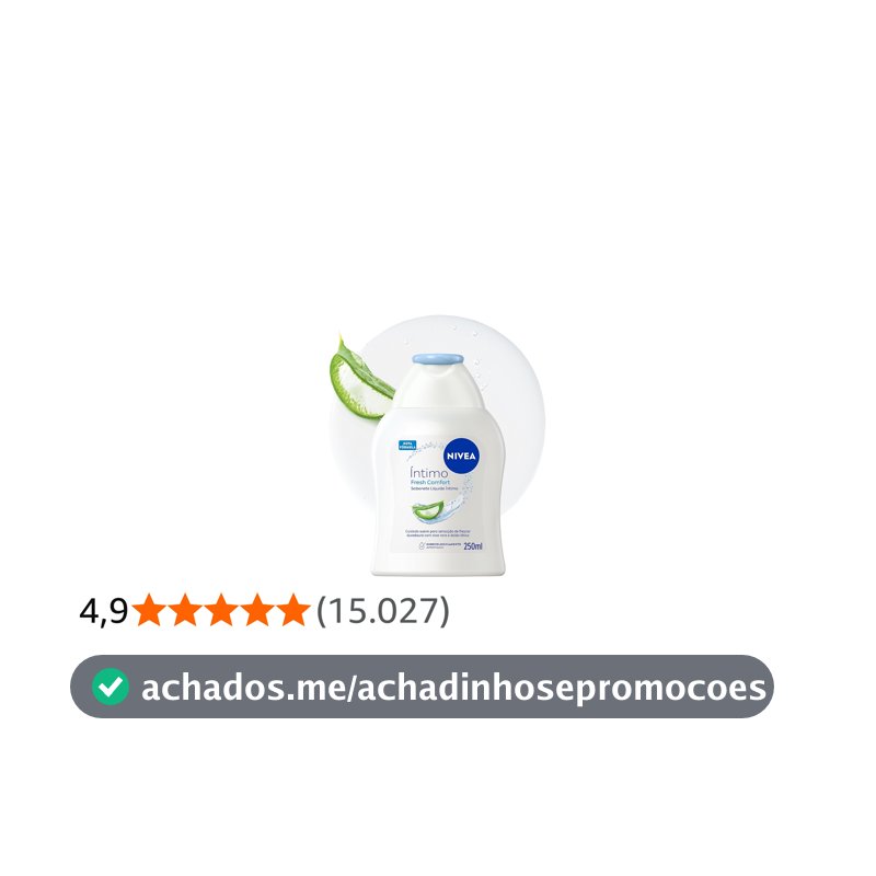 NIVEA Sabonete Líquido Íntimo Fresh Comfort 250ml, Limpeza Suave, Mantém pH Natural, Aloe Vera, Cuidado Refrescante, Uso Diário