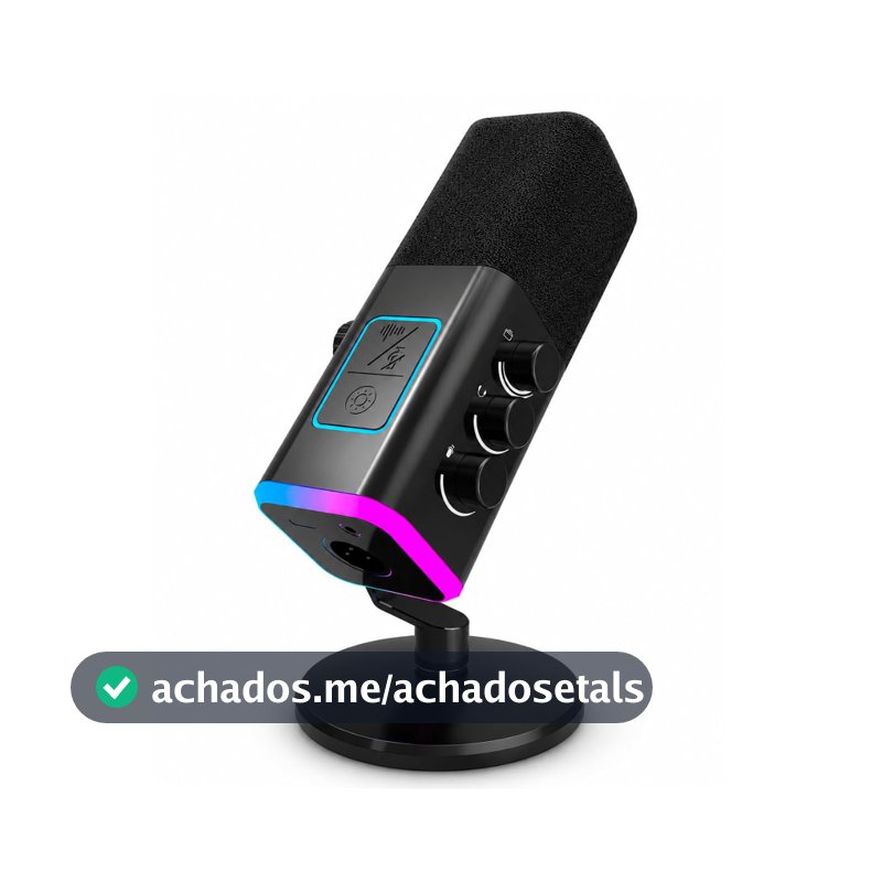 Microfone dinâmico USB/XLR para gravação de podcast,microfone streaming para jogos de computador com RGB,botão de mudo,conector para fones de ouvido,suporte de mesa，para cantar e YouTube- AM8
