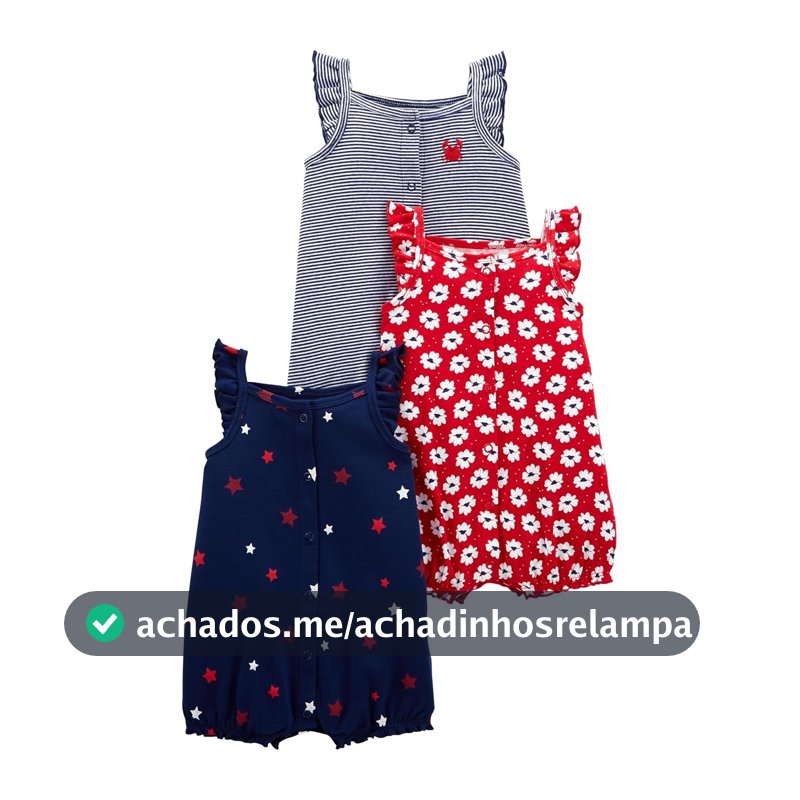Macaquinhos 3-pack Snap-up Rompers Simple Joys by Carter'sbebê-meninas