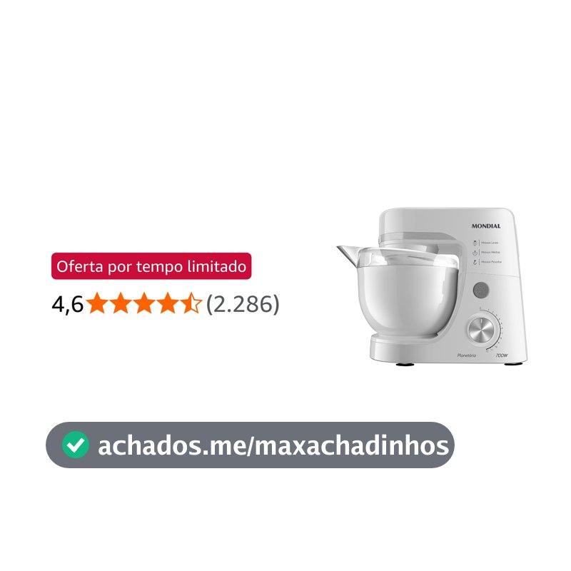 Batedeira Planetária, Mondial, Branco, 700W, 220V - BP-03-W