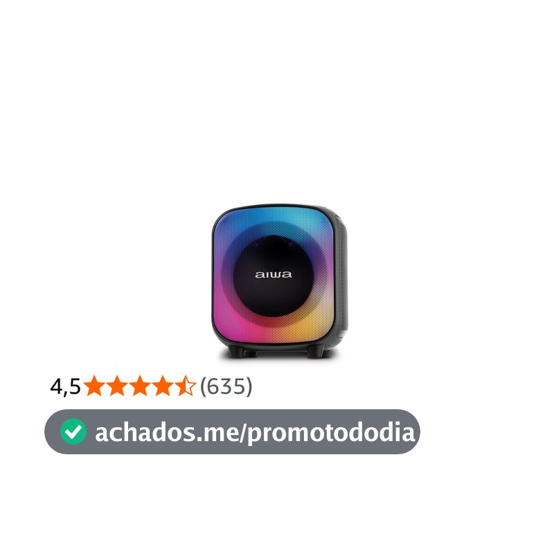 Caixa de Som PartyBox AIWA PB-07 Bluetooth 8H RGB USB TWS Preto