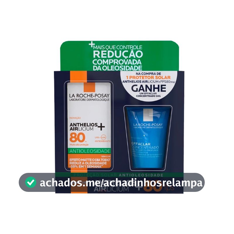 La Roche-Posay, Kit Protetor Solar Facial Anthelios Airlicium+ Gel Creme FPS80 40G + Effaclar Gel Concentrado 50G