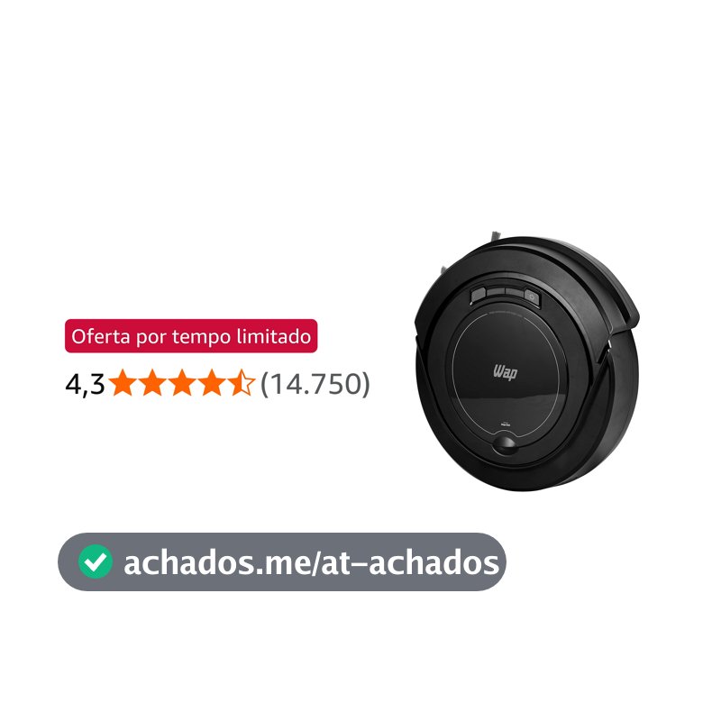 WAP Robô Aspirador Robot W90 3 em 1, 250ml, Bivolt, Sistema Antiqueda