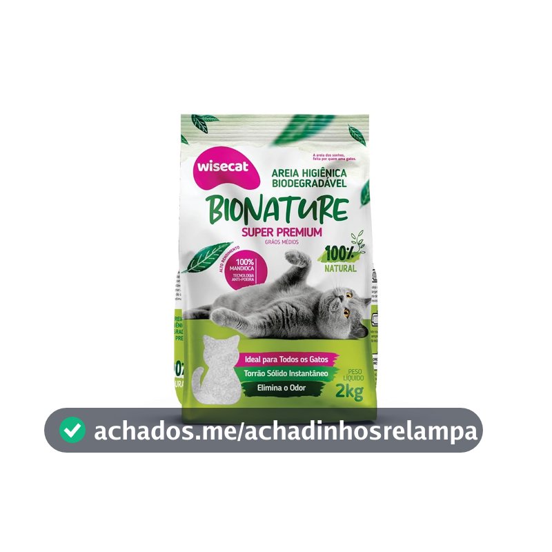 Bionature Areia Higiênica para Gatos Biodegradável Wisecat 2kg