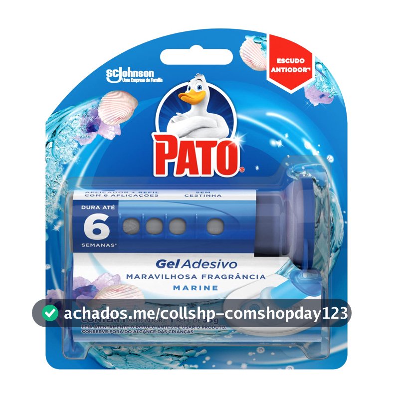 Pato Desodorizador Sanitário Gel Adesivo Aplicador + Refil Marine 1 Disco