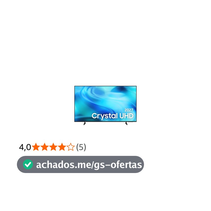Samsung Smart TV 70" Crystal UHD 4K U8000H 26/2027, Vision AI Companion, Modo Estádio, Xbox Cloud Gaming