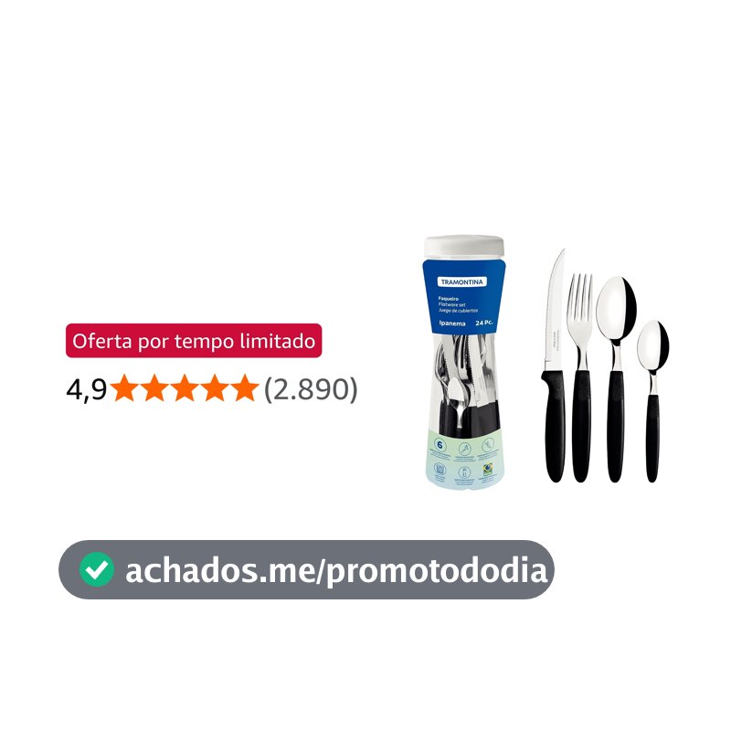 Faqueiro 24 Peças, Tramontina, Ipanema 23399091, Preto