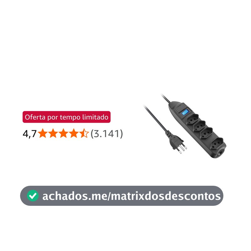 Filtro de Linha 4 Tomadas Elgin 2P+T 10A Preto Bivolt