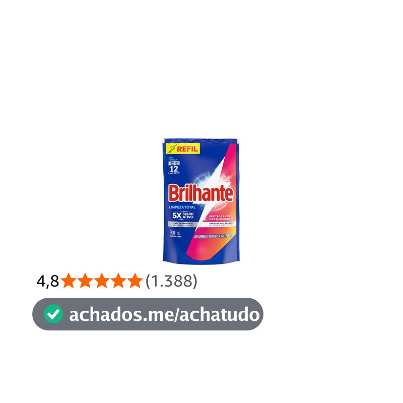 Brilhante Sabão Liquido Limpeza Total Refil 900 Ml
