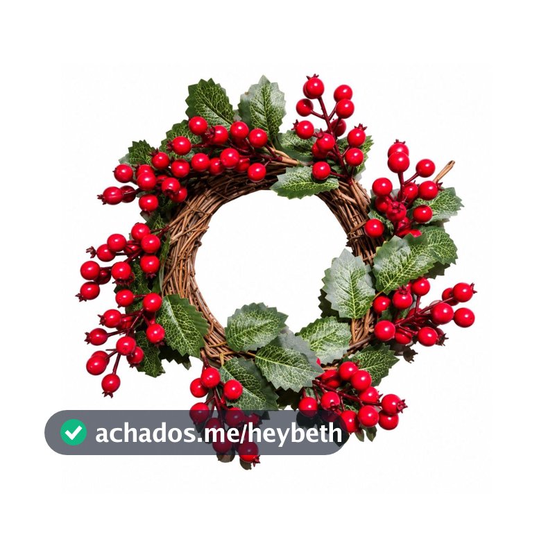 Guirlanda de Natal 35cm com Folhas Verdes e Frutinhas Vermelhas