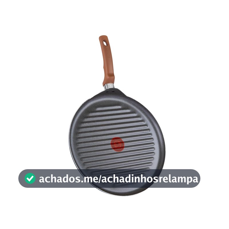 Grill Redondo Rochedo Natural Stone 30cm, Cinza com Efeito Pedra, Antiaderente Minerium, Alumínio de Alta Espessura 2mm, Thermo-Sinal e Cozimento Homogêneo