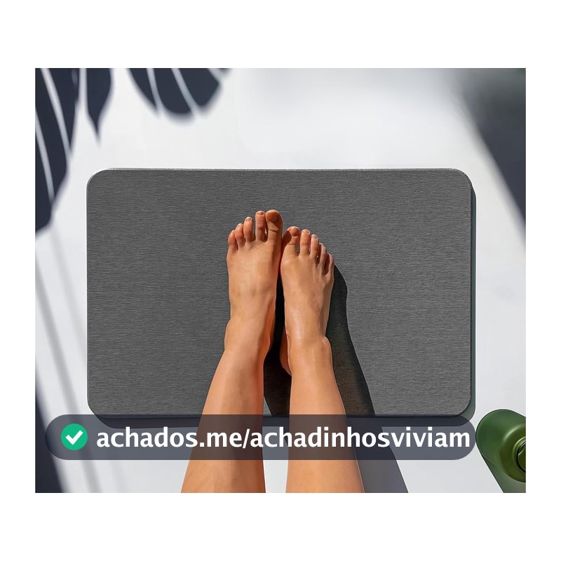 Gato Panda - Tapete de Banheiro Pedra Diatomita Absorvente Antiderrapante, Cinza