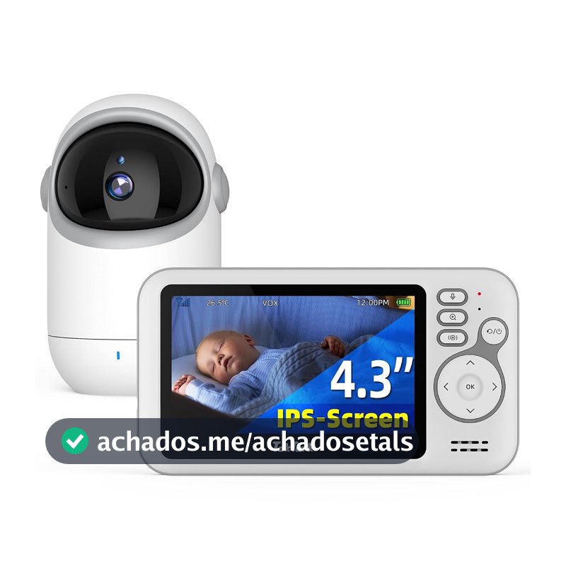 TakTark Babá Eletrônica Câmera, 4.3" Monitores de Câmara de Vídeo, Pan & Tilt, 2 Way Audio, Visão Nocturna, Zoom Digital, Decoração Sonora VOX, Ideal para Novos Pais