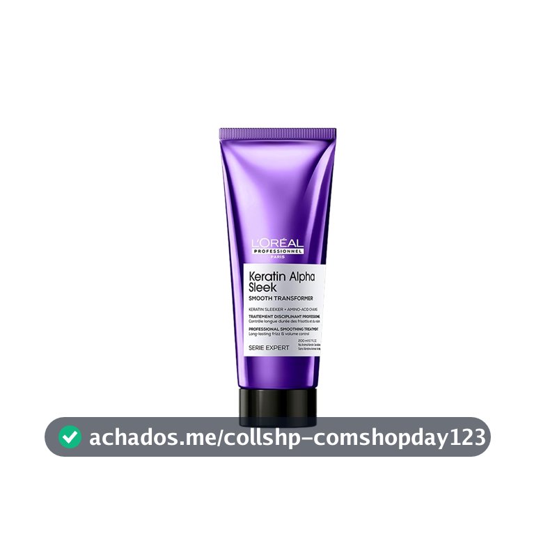 L'Oréal Professionnel Keratin Alpha Sleek Smooth Transformer Tratamento Profissional gradativo l 2 semanas de fios alinhados, controle de frizz e volume l Finalização rápida,brilho instantâneo l 200ml