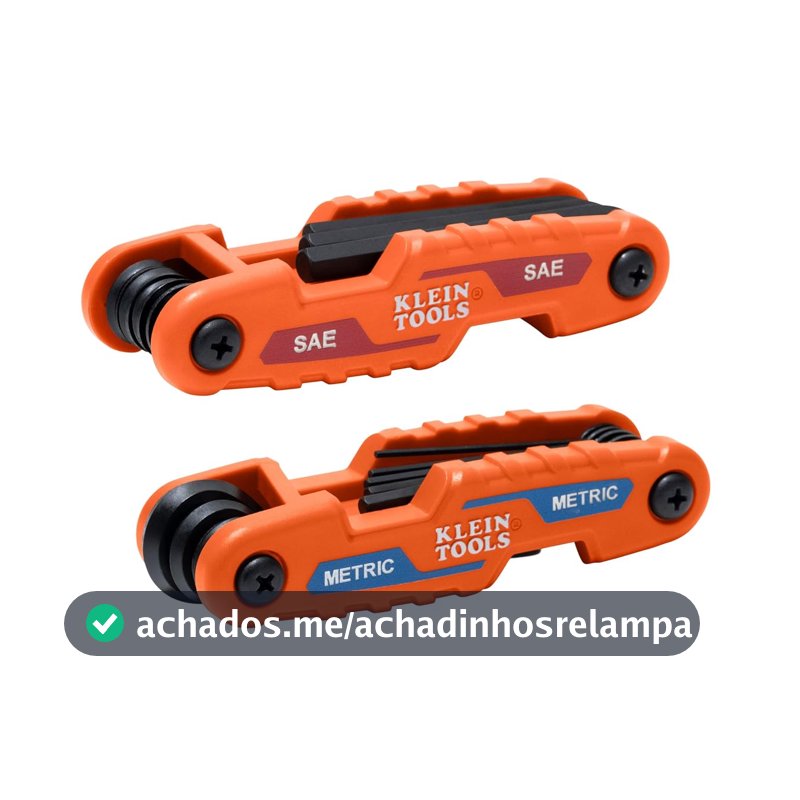 Klein Tools Conjunto de chaves hexagonais dobráveis 70542, métrico e SAE, portátil de 17 teclas, lâminas de alta alavancagem, pacote com 2