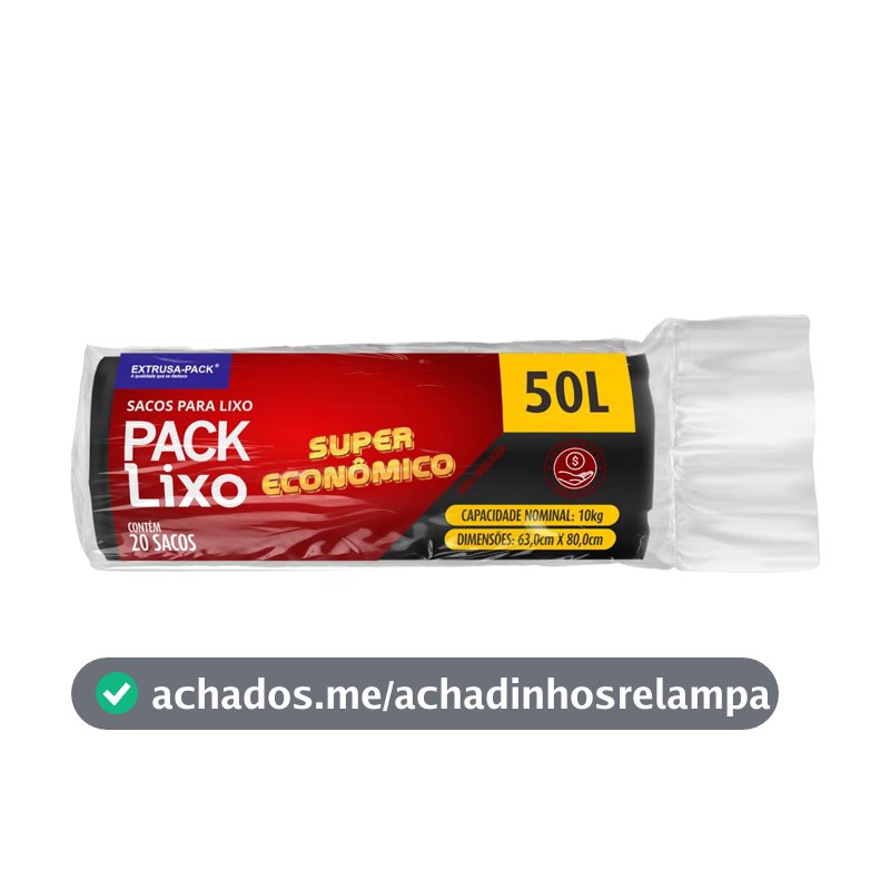 Sacos de Lixo PACK LIXO Super Econômico Preto 50 litros – Uso residencial diário, ideal para lixos leves em pequenas famílias