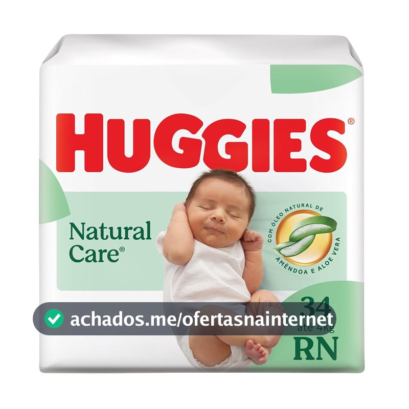 Huggies Fralda Descartável Premium Natural Care RN - 34 Un