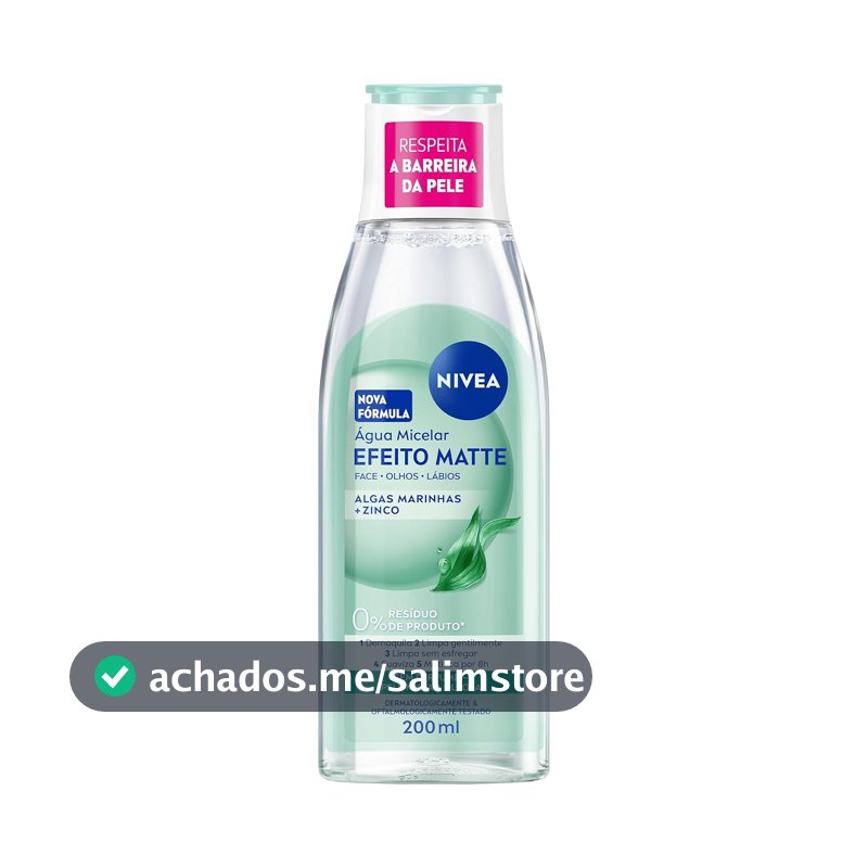NIVEA Água Micelar Solução de Limpeza 7 em 1 Efeito Matte 200ml, Demaquila, Limpa Profundamente, Controla Oleosidade, Cuidado Facial, Pele Mista e Oleosa