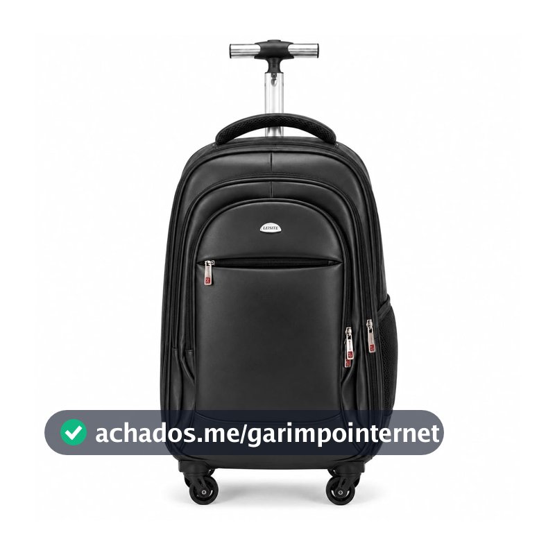 Mochila Executiva com Rodinhas 360° 2 em 1 Material Sintético Premium, Compartimento para Notebook,Alças Ocultáveis e Puxador de Alumínio Preto