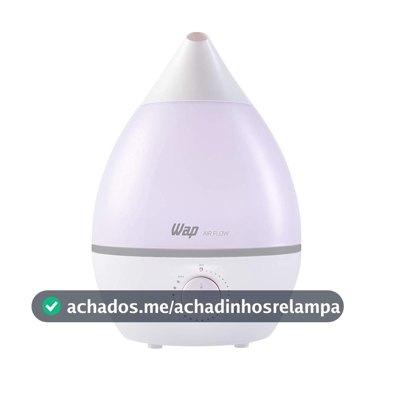 WAP Umidificador de Ar AIR FLOW com Luminária e Difusor de Aromas, 4 Litros, Autonomia de até 12 horas, 20W Bivolt