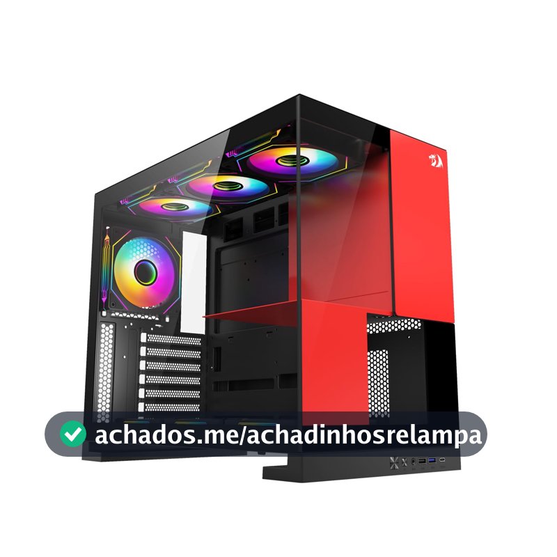 Gabinete Gamer Redragon Eternal Preto e Vermelho Sem Fans CA-612BR