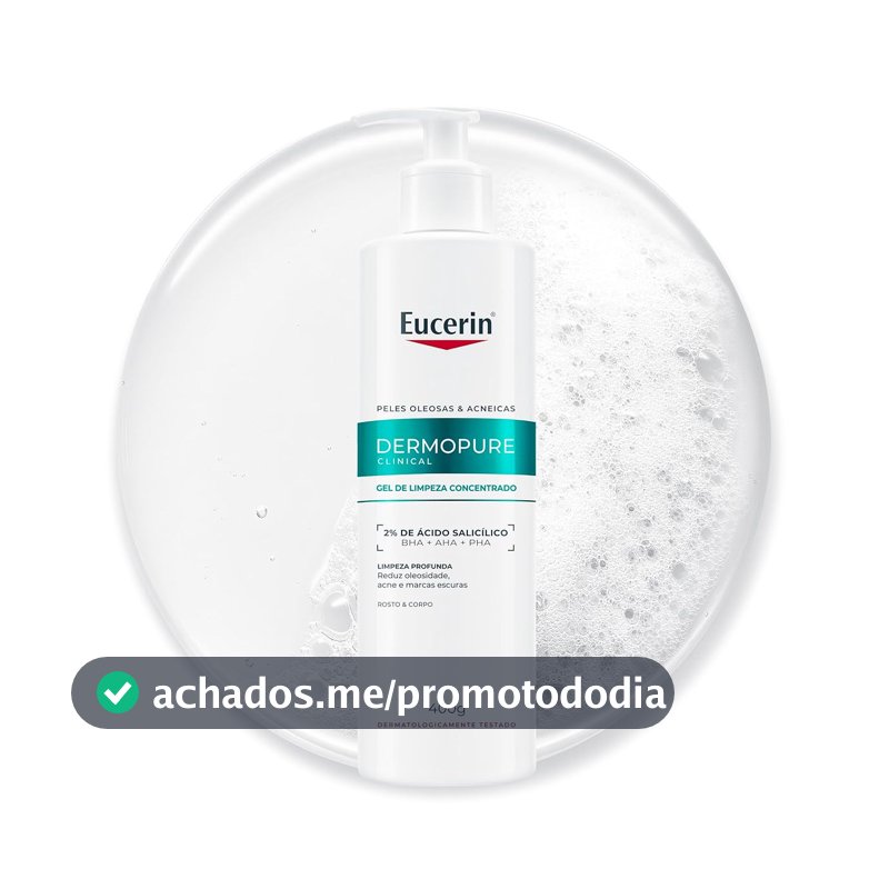 EUCERIN Gel de Limpeza Facial AntiAcne DermoPure Clinical Concentrado 400ml, Peles Oleosas e Acneicas