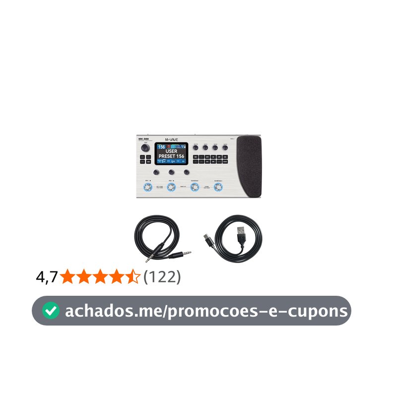 M-VAVE VEDO Pedaleira Multi-Efeitos MK-300 para Guitarra e Baixo com Tela LCD 3.5, 320+ Efeitos, 160 Presets, 120 Simulações ANN, 100 IR CAB, Looper 301s, Drum 128 Ritmos, Bluetooth, USB Audio,