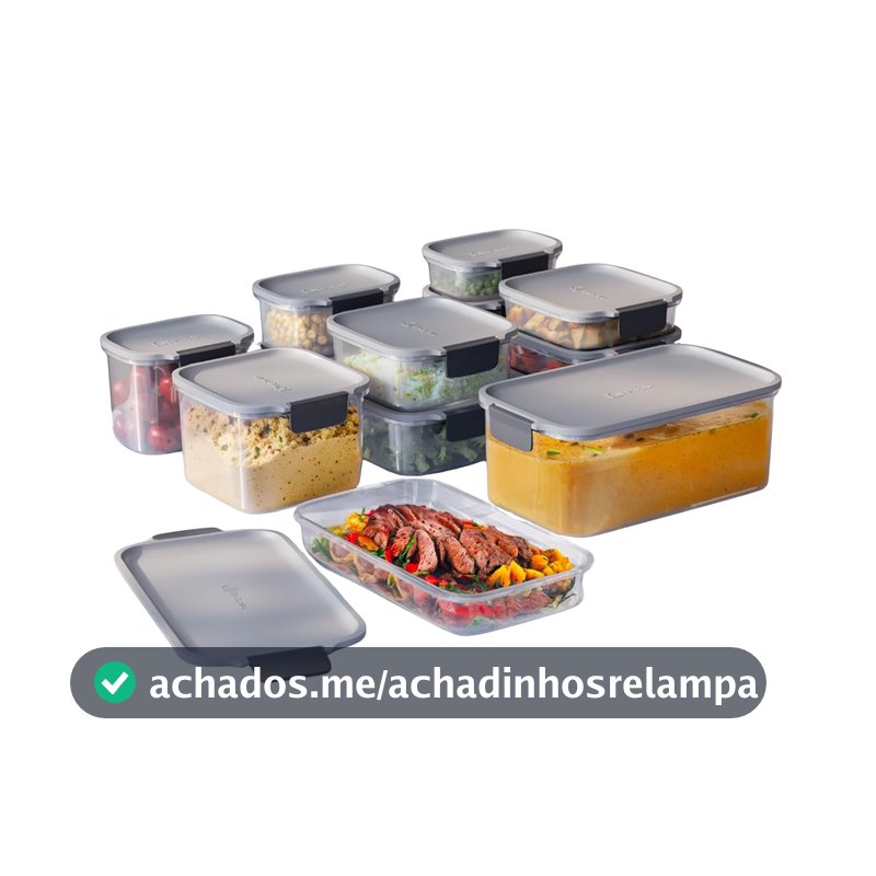 Electrolux Kit 14 Potes Herméticos de Plástico Cinza, 12,4L, Safelock