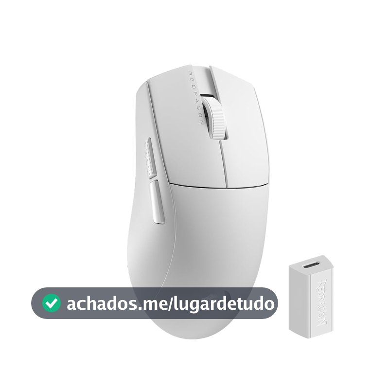 Mouse Gamer sem fio Redragon King Pro 4k Branco PAW3395 4000Hz M916W-PRO-4K