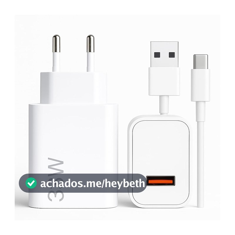 Carregador Turbo Tipo C 33W Com Carregamento Rápido Com Cabo Tipo C Compatível Com Todos Os Dispositivos USB-C, Compativel Com IPhone 15/16, Compativel Com ANdroid, Tablet, SmartWatch
