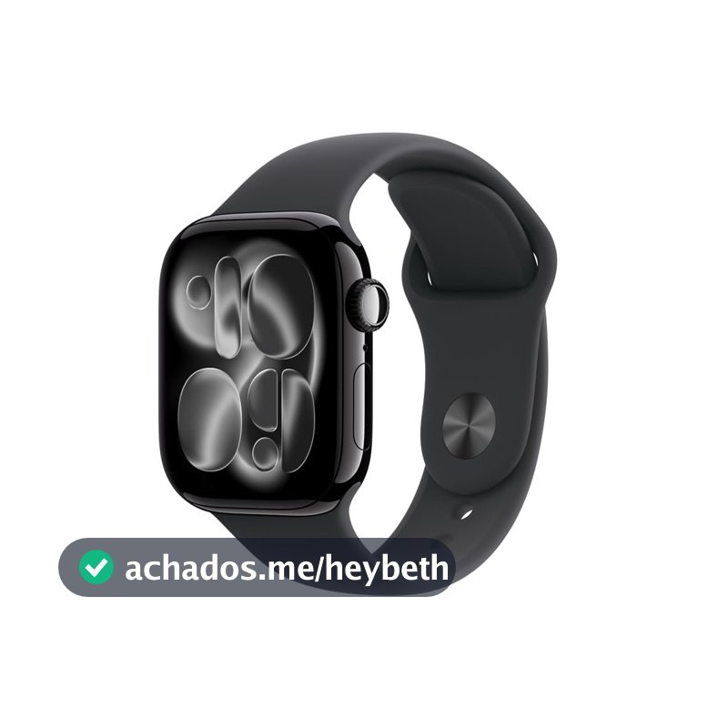 Apple Watch Series 11 GPS, Caixa em alumínio preto brilhante de 42 mm com Bracelete desportiva preta - P/M