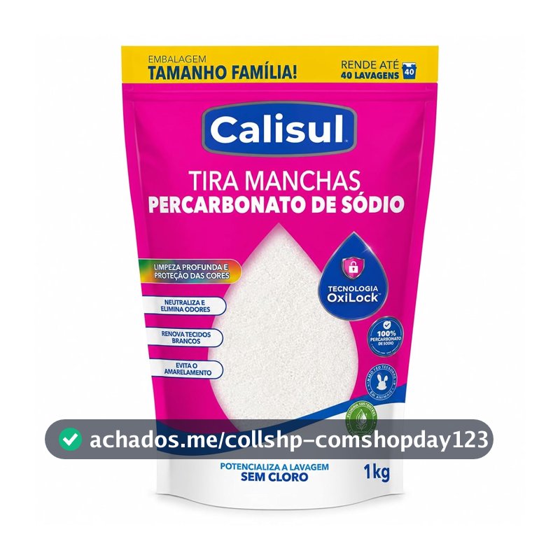 Percarbonato de Sódio em Pó Tira Manchas sem Cloro 1 kg 100% Puro para Roupas Brancas e Coloridas Com Tecnologia OxiLock