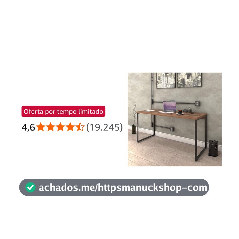 Mesa para Escritório Office Estilo Industrial 1,50m Kuadra, Compace
