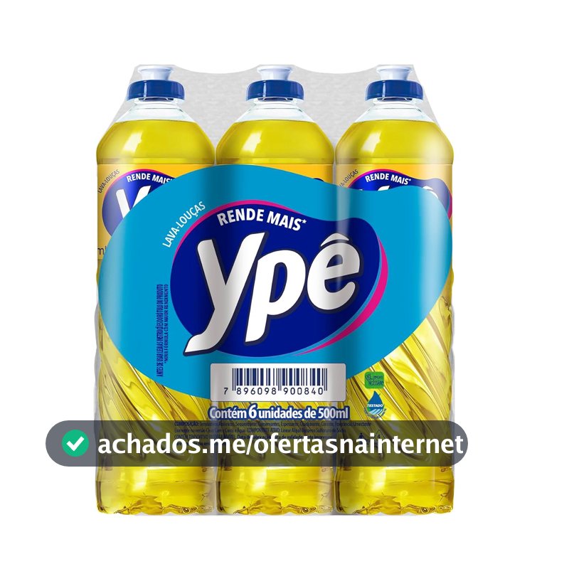 Ypê Pack Detergente Neutro 500ml (6 unidades)