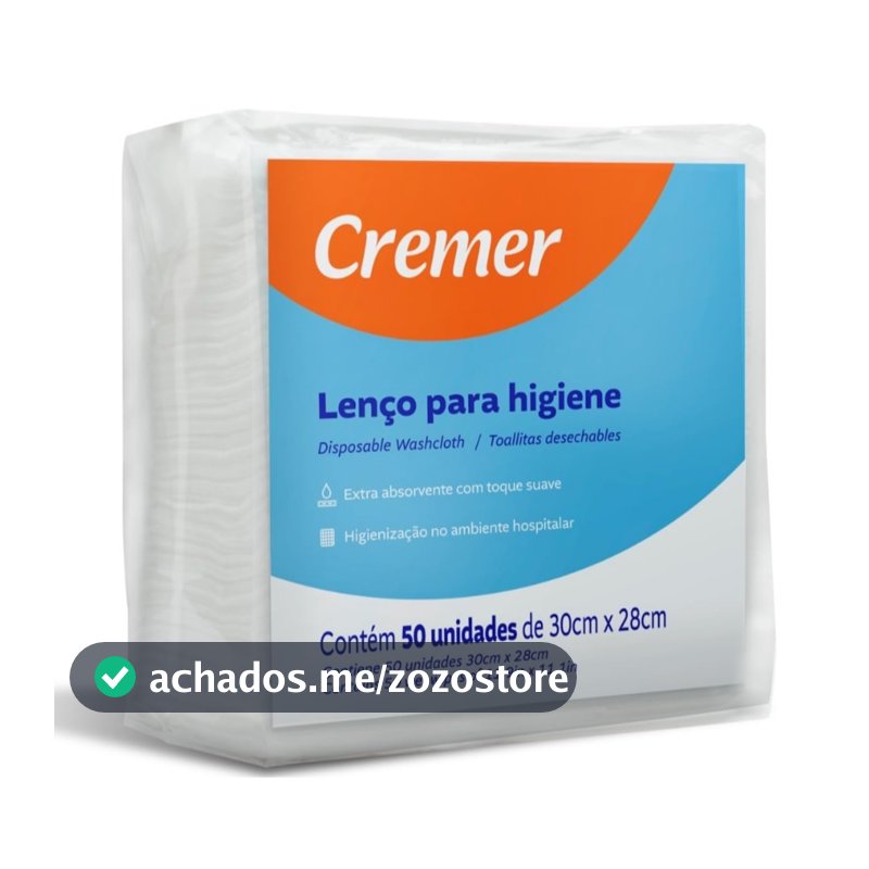 Lenço De Banho e Higiene Cremer Pacote Com 50 Unidades