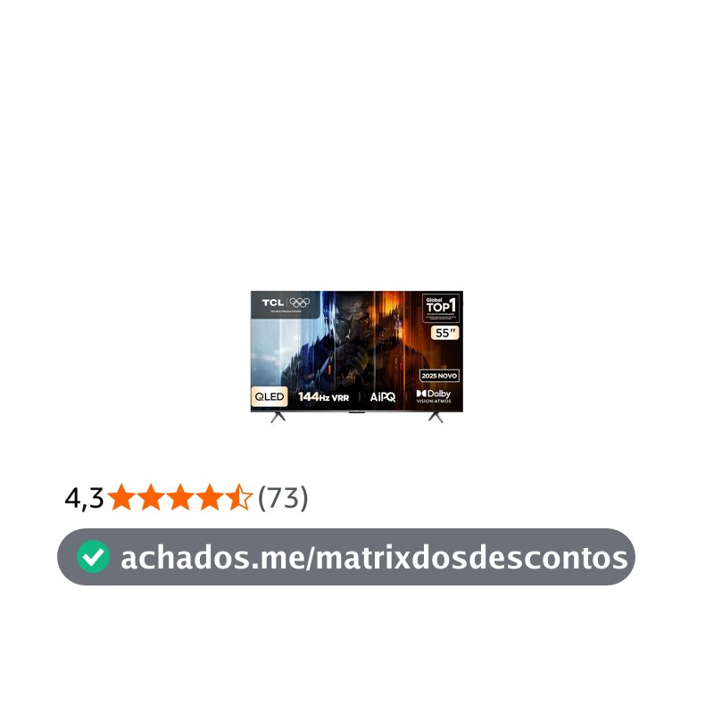 TCL, QLED Smart TV, 55”, 55P8K, 4K UHD, Google TV, 144Hz, Google Assistente, Dolby Vision, Dolby Atmos, Design Sem Bordas