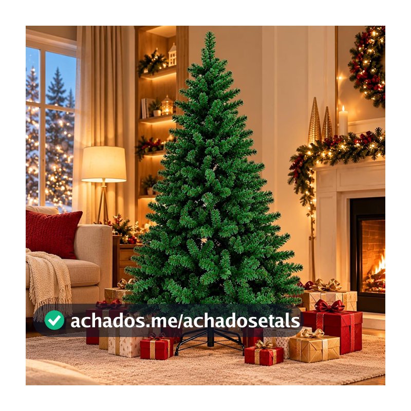 Árvore de Natal 1,80m com 600 Galhos, Cheia Pinheiro Verde e Base de Ferro Super Premium Realista Chave inclusa, Estrutura Robusta com Base Reforçada - Decoração, Fim de Ano