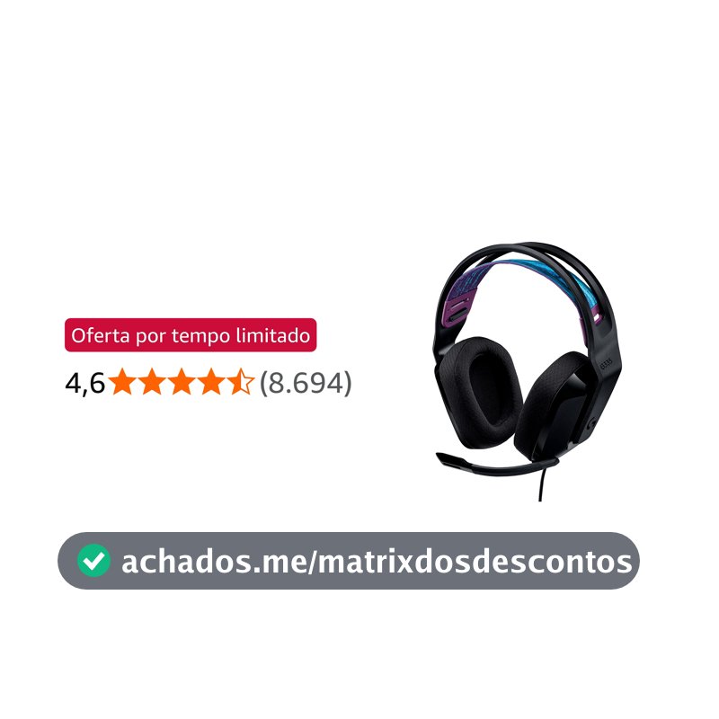 Headset Gamer Logitech G335 com Almofadas com Espuma de Memória, Design Leve e Conexão 3,5mm para PC, PlayStation, Xbox, Nintendo Switch e Mobile - Preto
