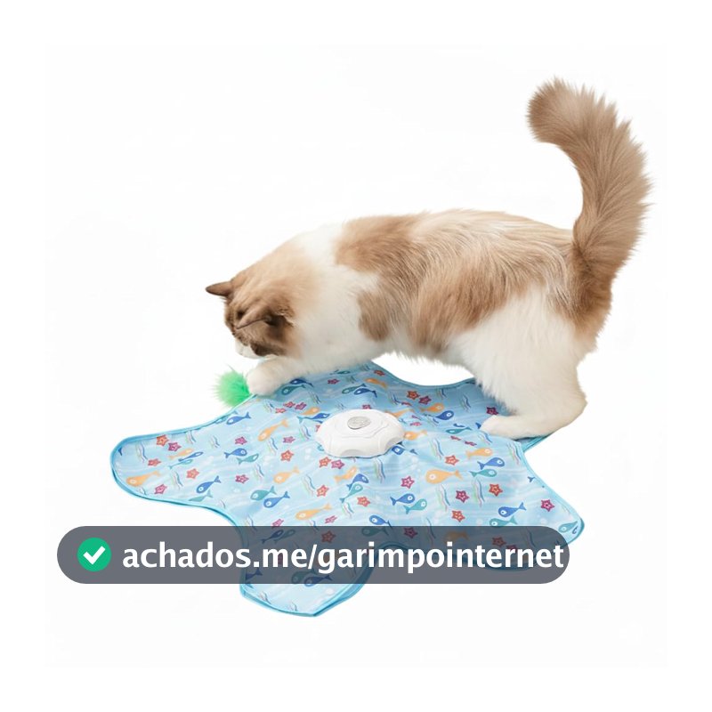 Brinquedo Interativo Gato Movimento Mouse, Penas e Sons + CHAVEIRO