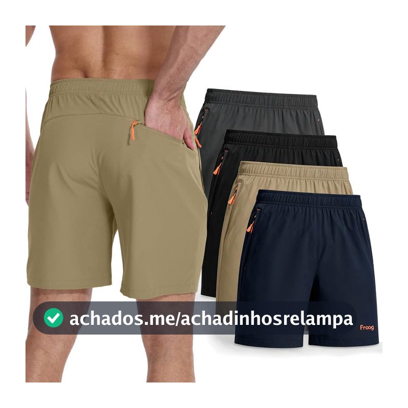 Froog Bermuda Esportiva Masculina Short Tactel Para Corridas e Academia com Bolsos，Dry Fit+ Respirável