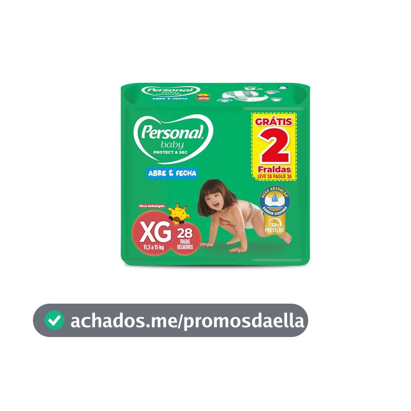 Fralda Personal Baby Protect e Sec XG Mega 9x28pads Leve 28 pague 26 Unidades